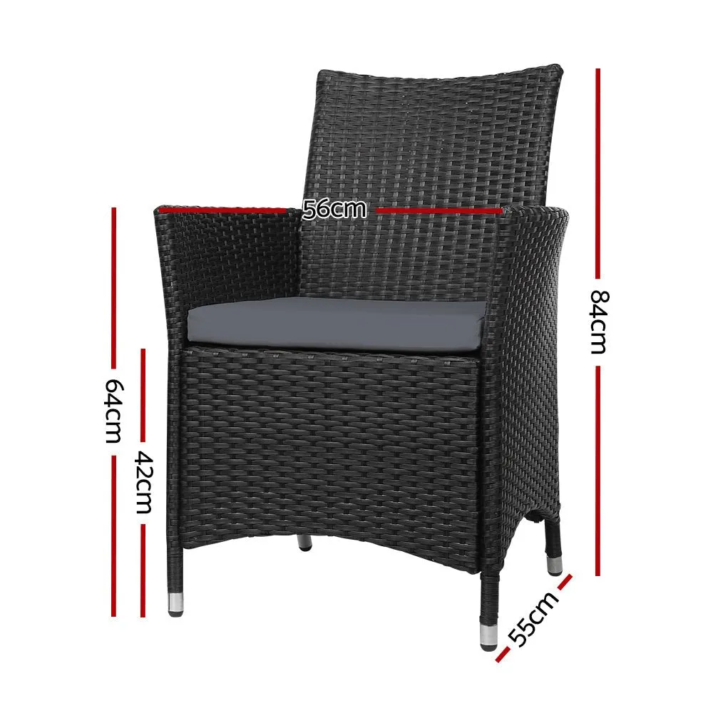 2PC Outdoor Dining Chairs Patio Furniture Wicker Garden Cushion Idris