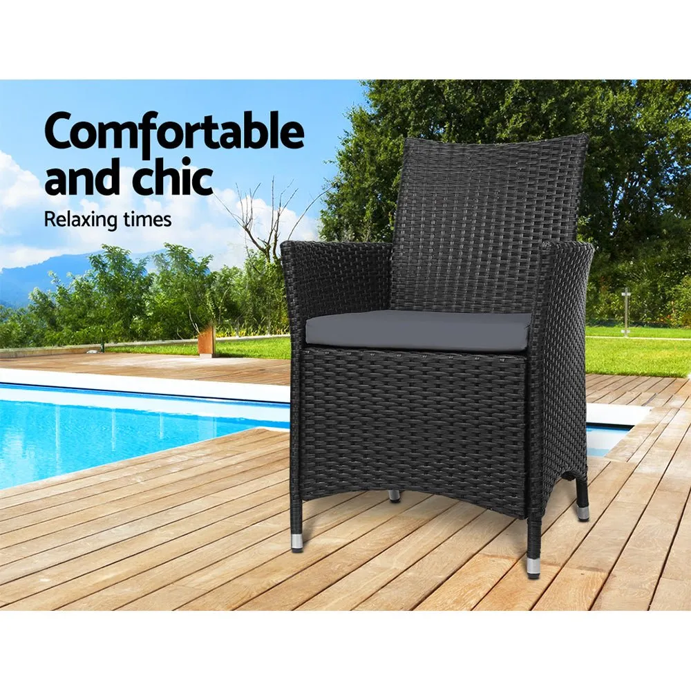 2PC Outdoor Dining Chairs Patio Furniture Wicker Garden Cushion Idris