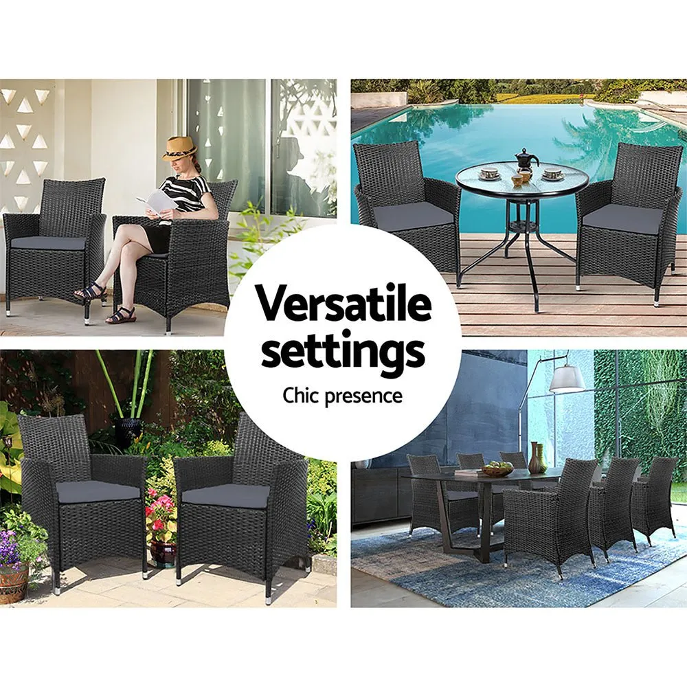 2PC Outdoor Dining Chairs Patio Furniture Wicker Garden Cushion Idris