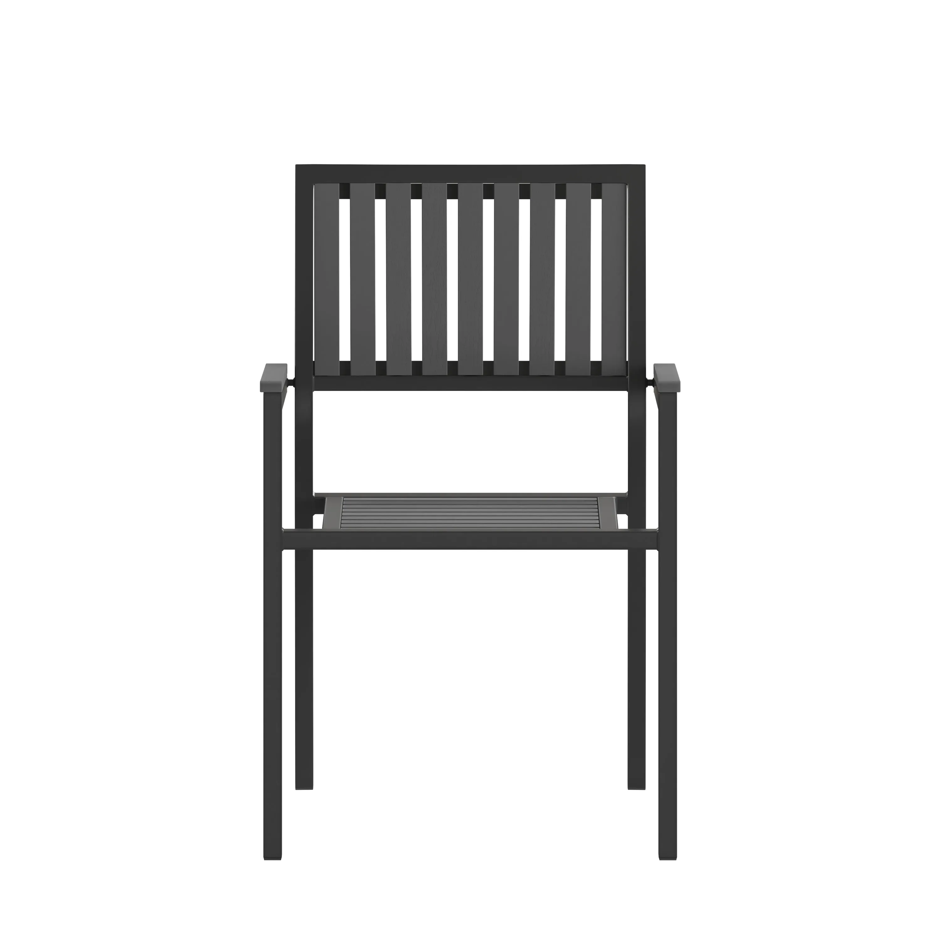 2PK Black Outdoor Patio Chairs 2-SB-A268C-BK-GG