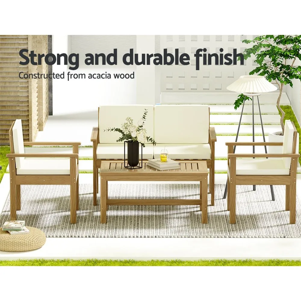 4 Seater Acacia Wood Lounge Setting
