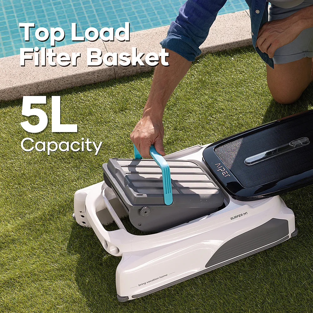 Aiper - Surfer M1 Solar Powered Automatic Robotic Pool Skimmer Cleaner, Lasts 12 Hours, App Control, Ultrasonic Detection - White