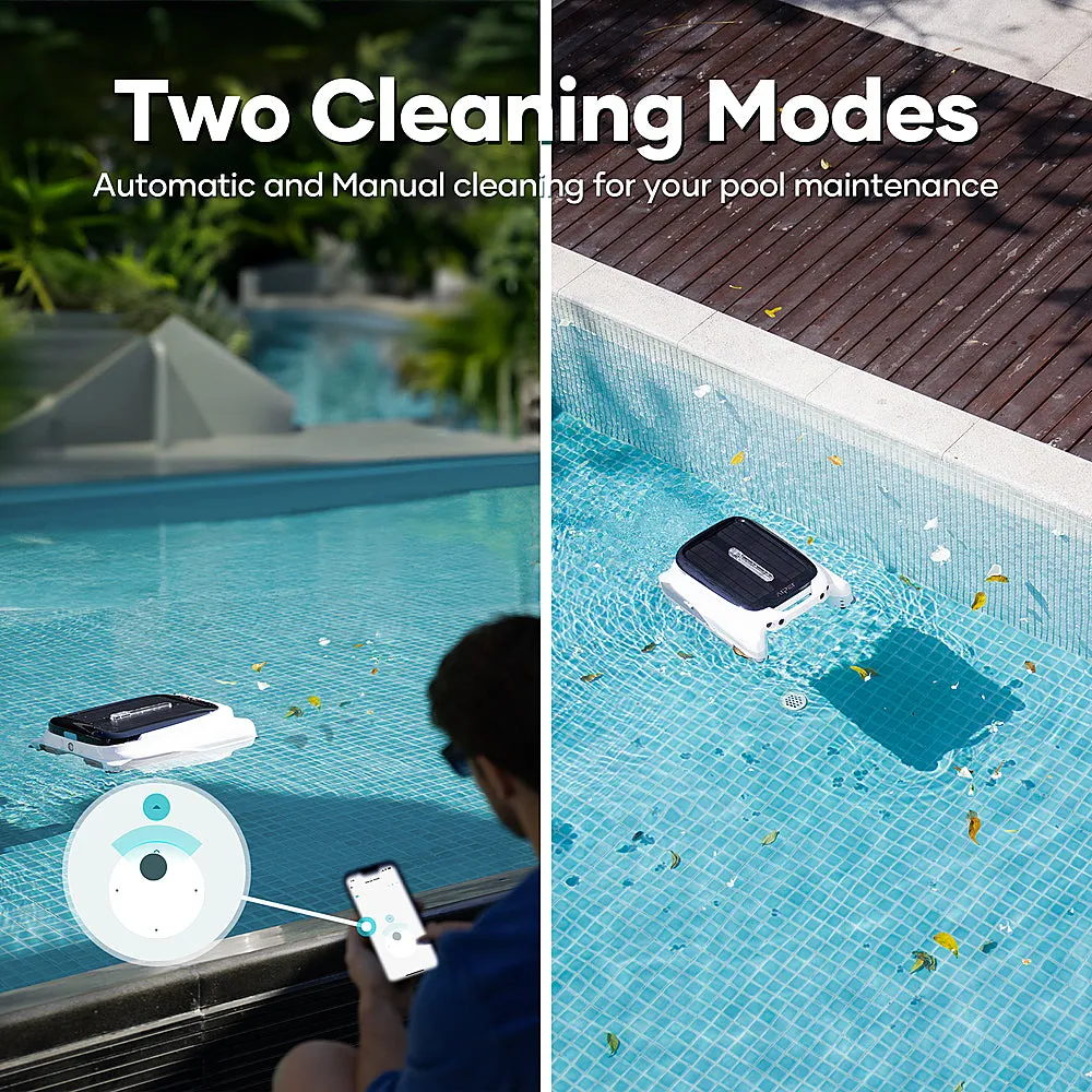 Aiper - Surfer M1 Solar Powered Automatic Robotic Pool Skimmer Cleaner, Lasts 12 Hours, App Control, Ultrasonic Detection - White