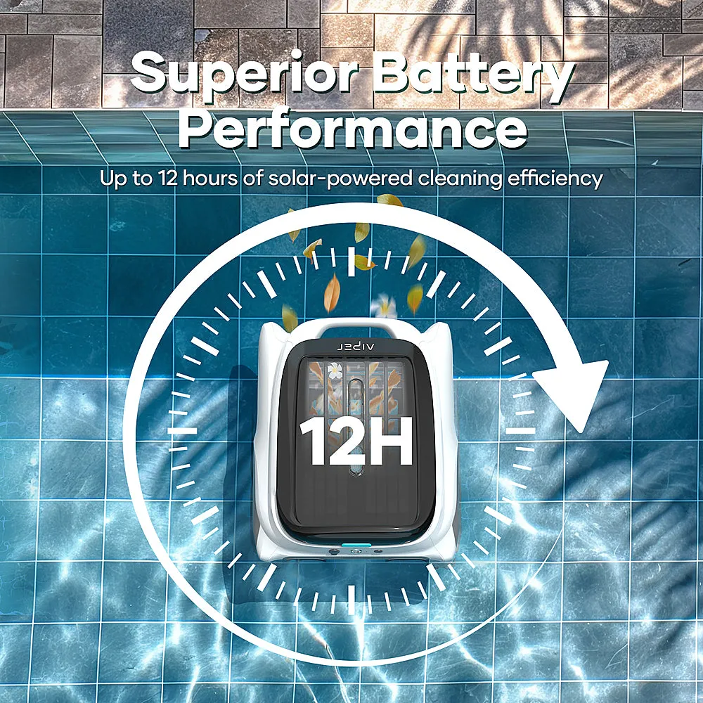 Aiper - Surfer M1 Solar Powered Automatic Robotic Pool Skimmer Cleaner, Lasts 12 Hours, App Control, Ultrasonic Detection - White