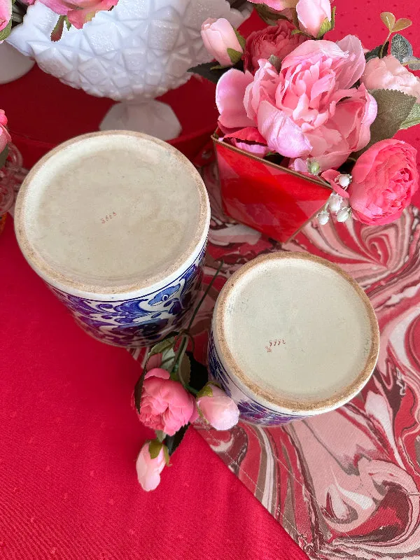 Antique Canister, Blue and White Chinoiserie - 2 Available, Each Sold Separately