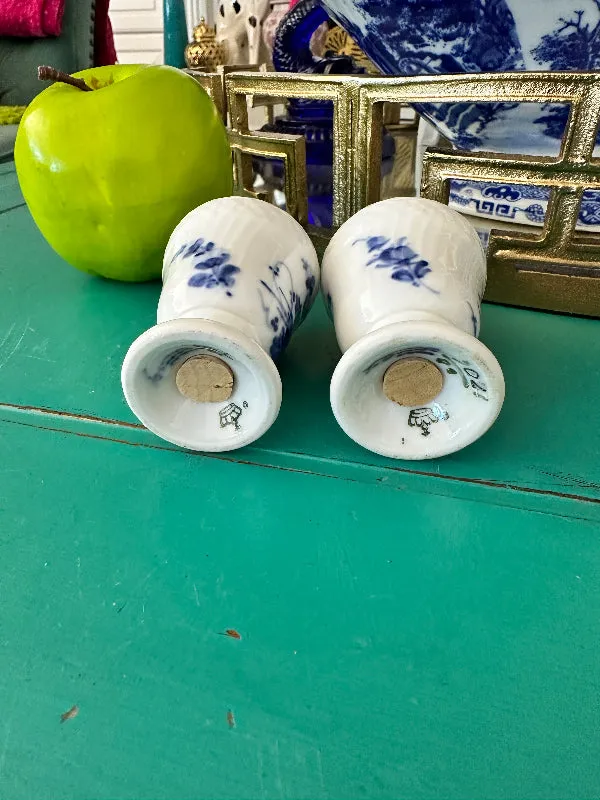 Antique Salt and Pepper Shakers, Royal Copenhagen Blue Flower Curved - 2 Sets Available