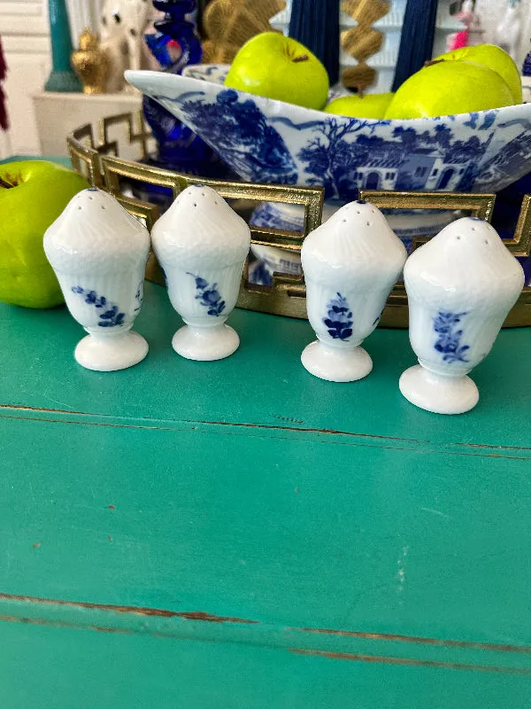 Antique Salt and Pepper Shakers, Royal Copenhagen Blue Flower Curved - 2 Sets Available