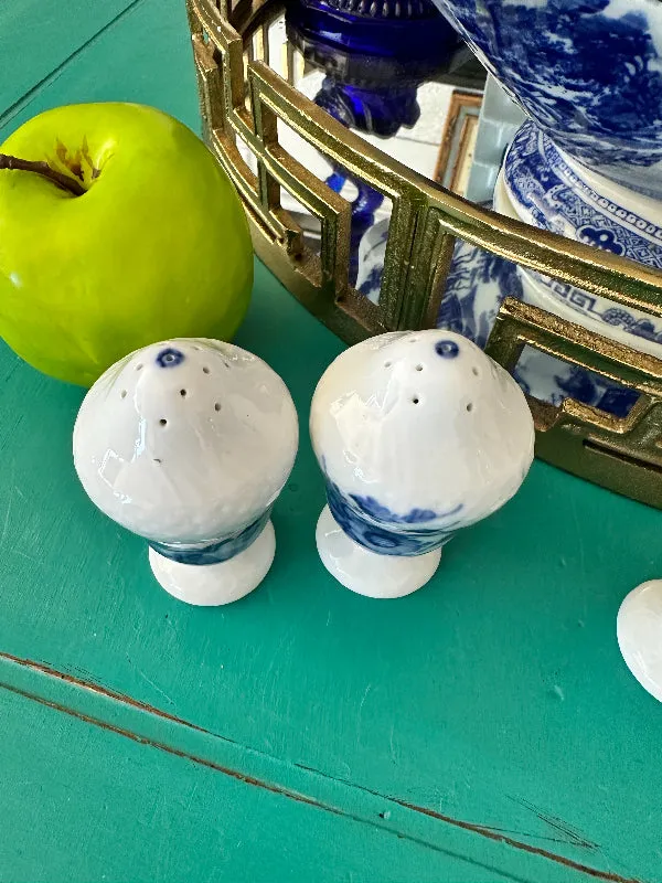 Antique Salt and Pepper Shakers, Royal Copenhagen Blue Flower Curved - 2 Sets Available