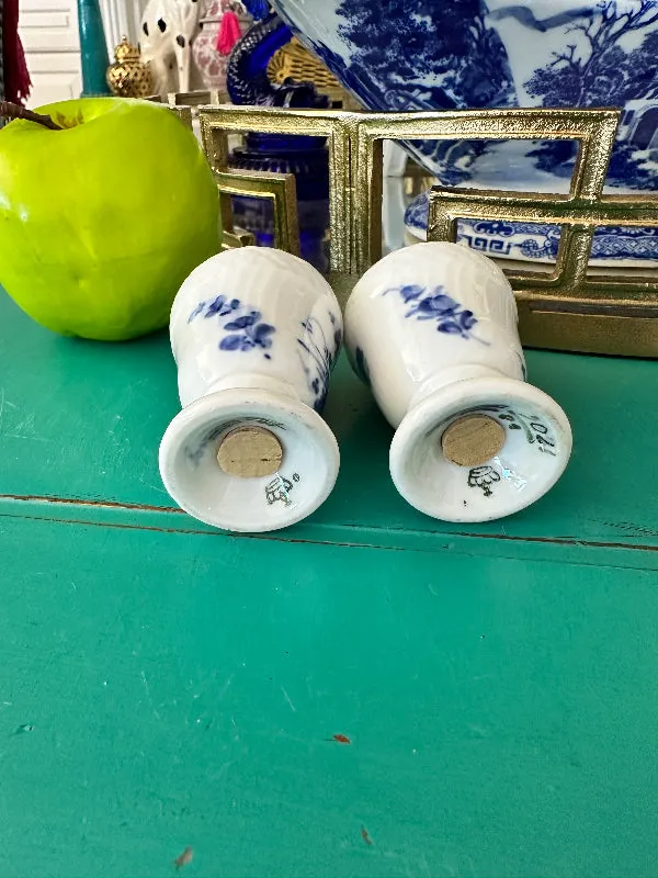 Antique Salt and Pepper Shakers, Royal Copenhagen Blue Flower Curved - 2 Sets Available