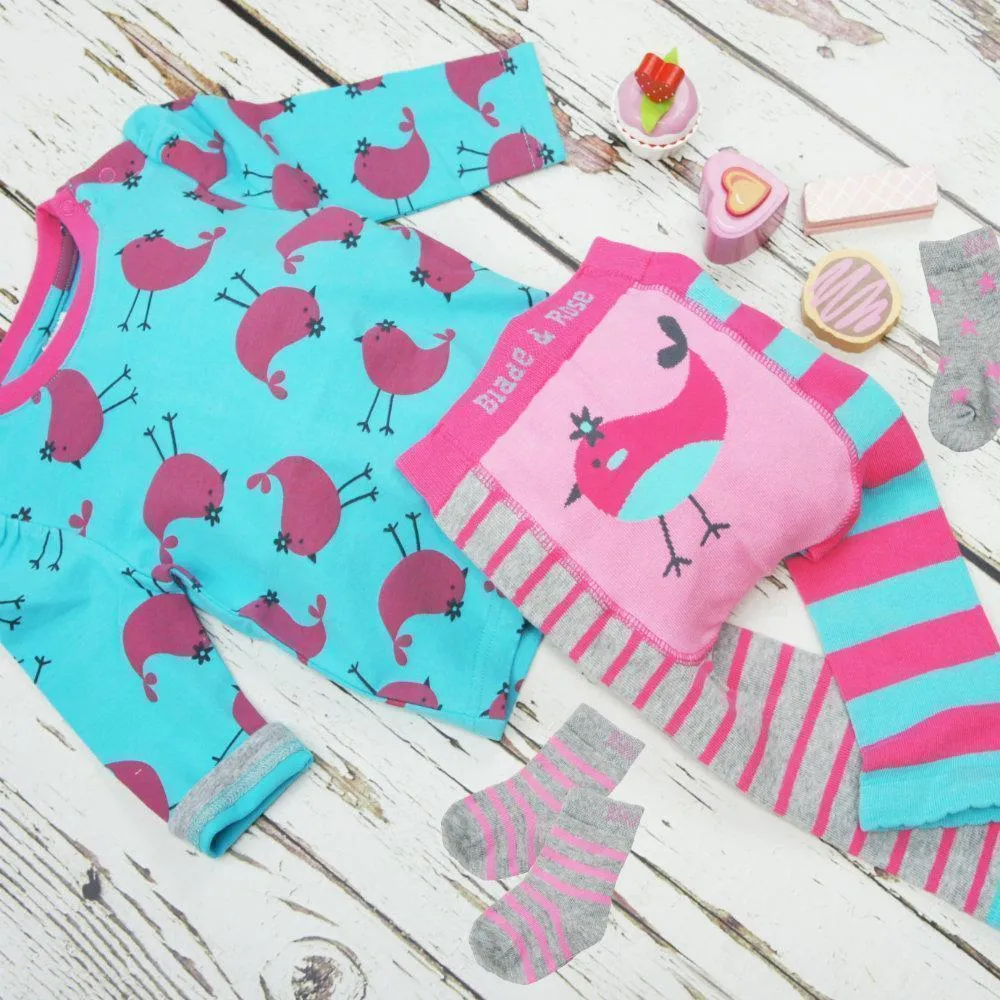 Blade and Rose Bird Princess Sleeve Cotton/Spandex Tee 小鳥全棉彈力嬰兒(公主袖)長袖衫 (0-6)
