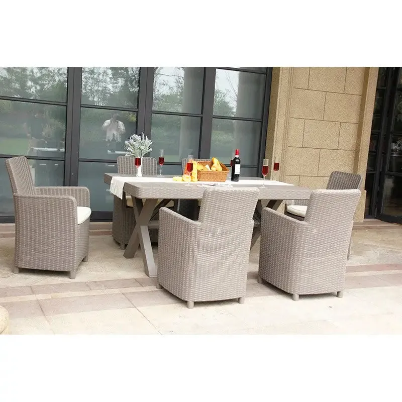 Budapest Weatherproof Rattan Outdoor Garden Dining Set - 7 Piece