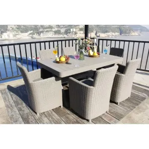 Budapest Weatherproof Rattan Outdoor Garden Dining Set - 7 Piece