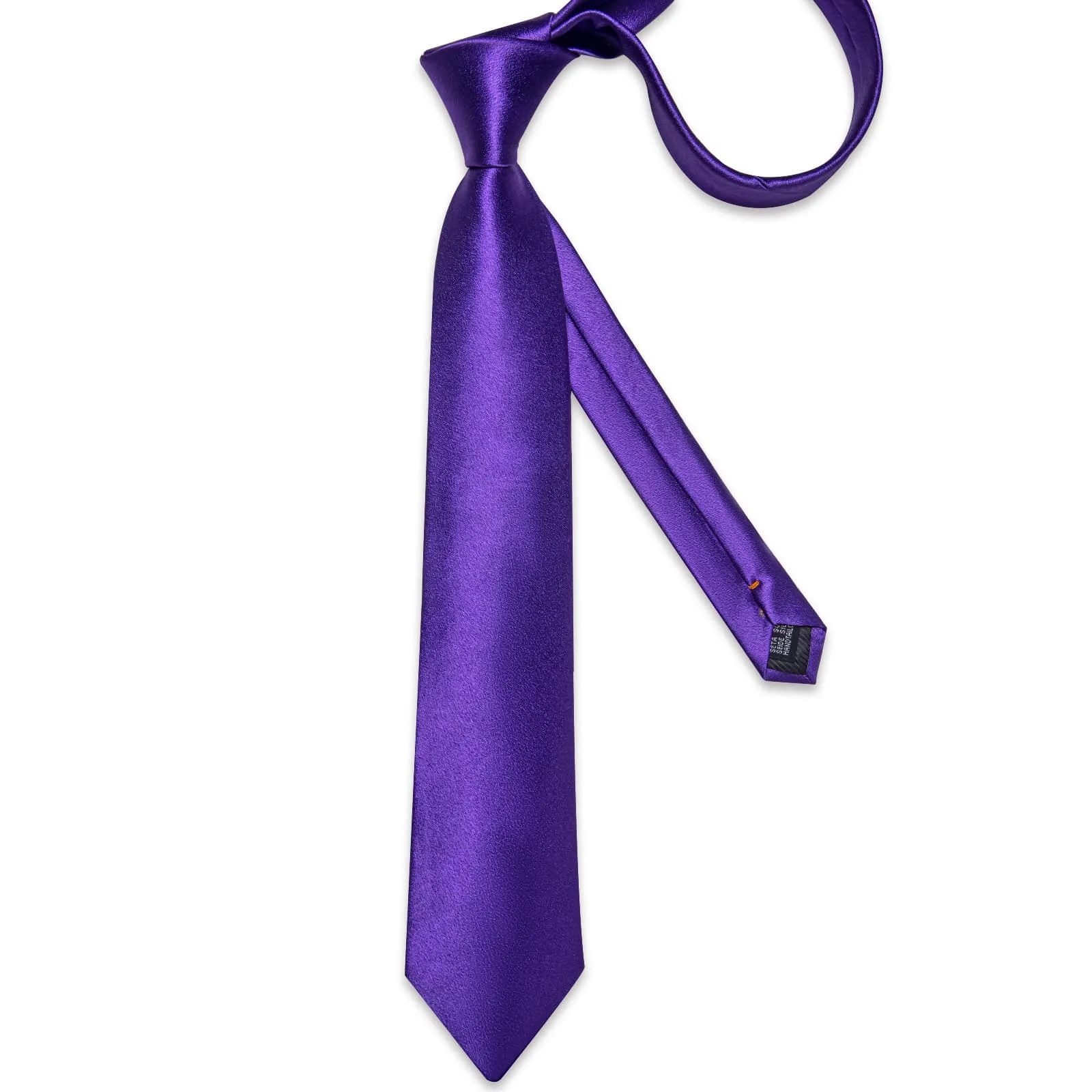 DiBanGu Silk Tie Shining Deep Purple Solid Mens Tuxedo Work Dresses Tie Pocket Square Cufflinks Set