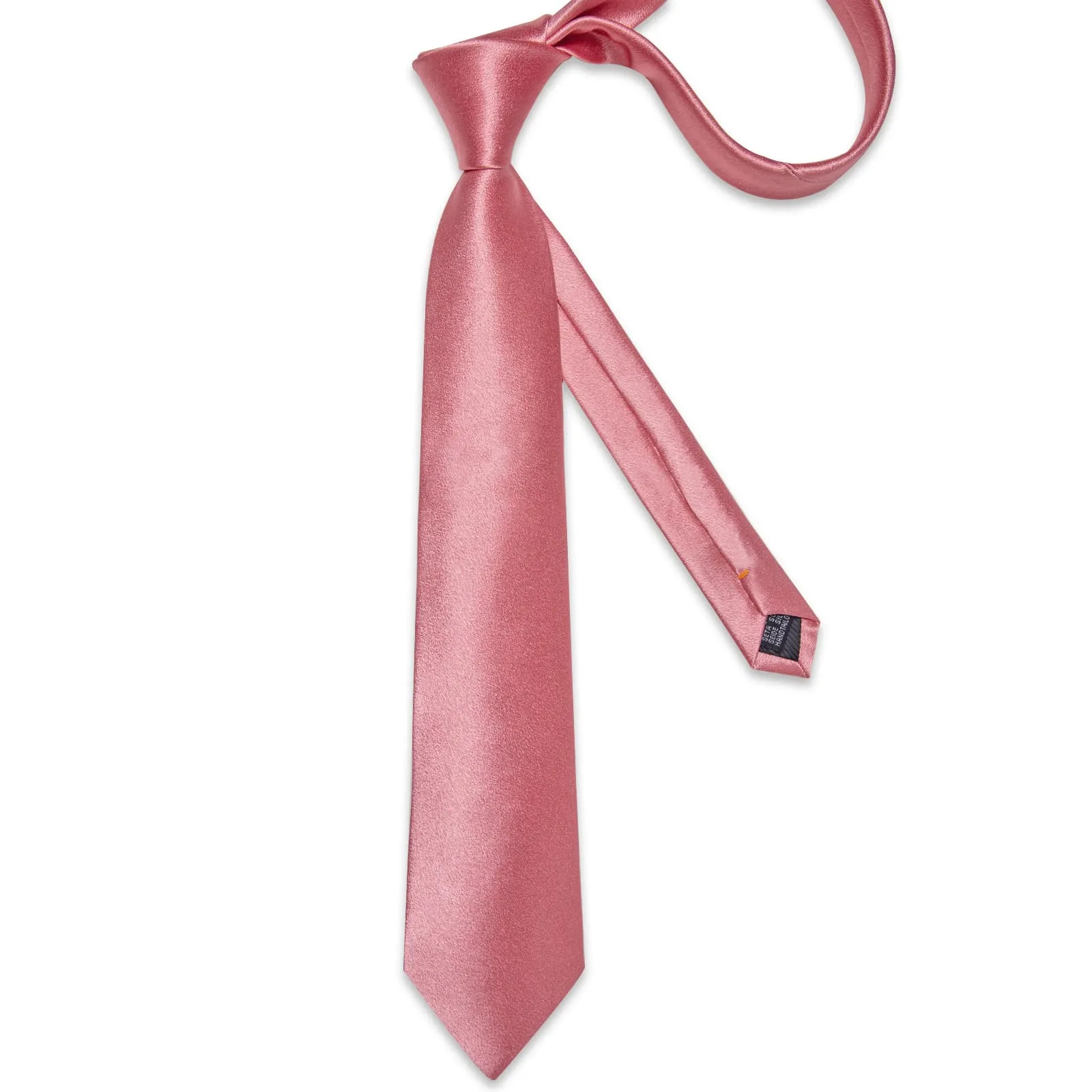 DiBanGu Silk Tie Shining Rouge Pink Solid Mens Tuxedo Work Dresses Tie Pocket Square Cufflinks Set