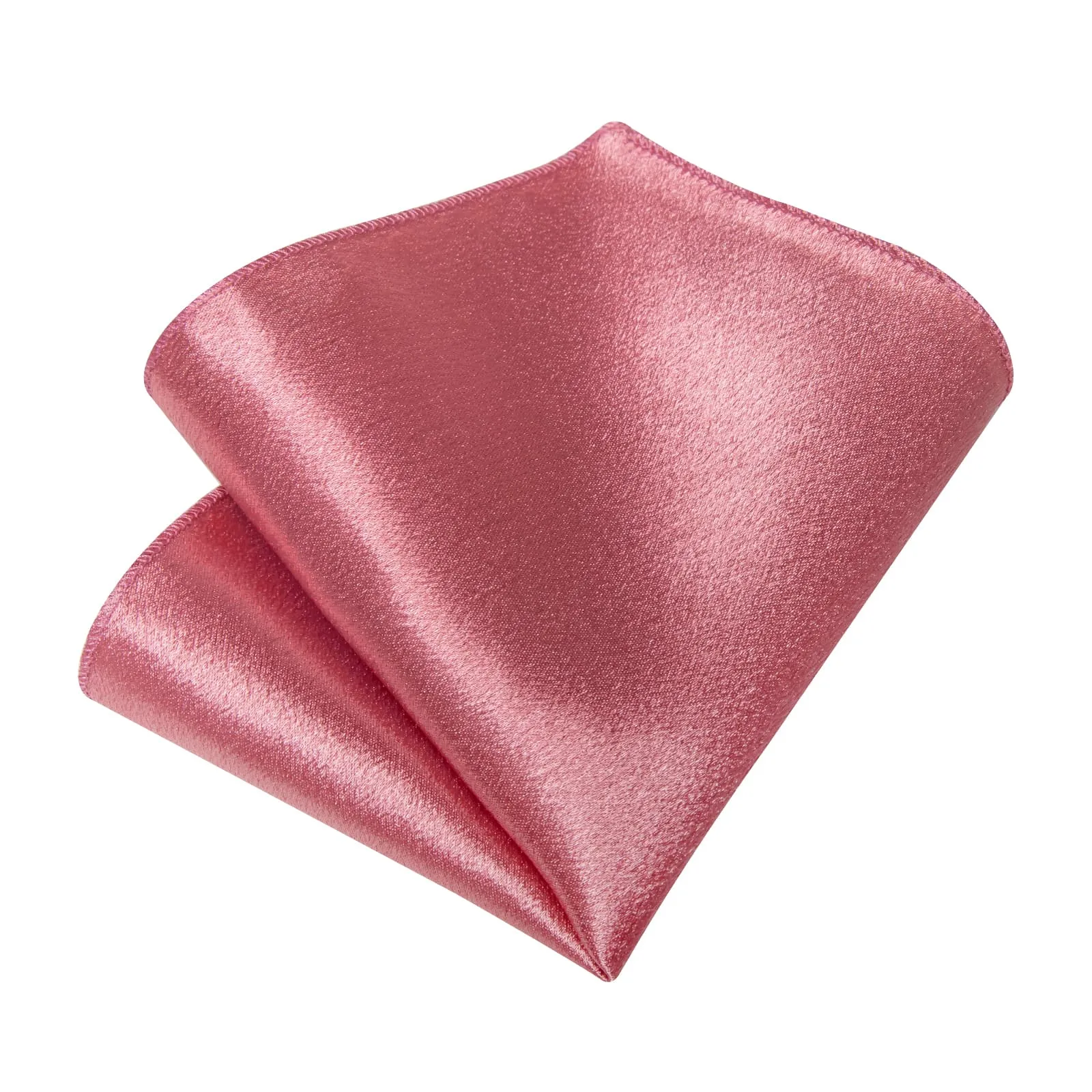 DiBanGu Silk Tie Shining Rouge Pink Solid Mens Tuxedo Work Dresses Tie Pocket Square Cufflinks Set