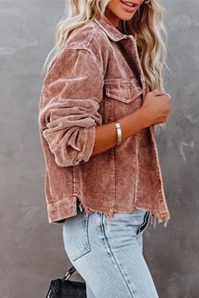 Dunnmall Casual Vintage Solid Tassel Buckle Turndown Collar Outerwear(6 Colors)