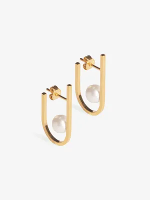 Earring Rivet Pearl 14kt Solid Gold