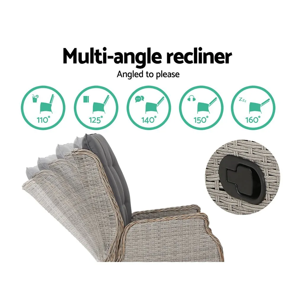 Ella Outdoor Recliner Patio Chair Grey