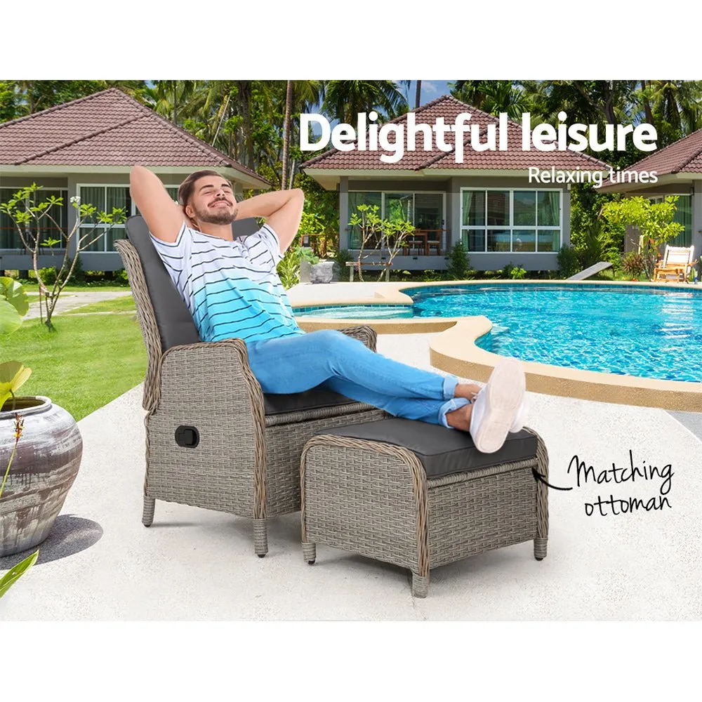 Ella Outdoor Recliner Patio Chair Grey