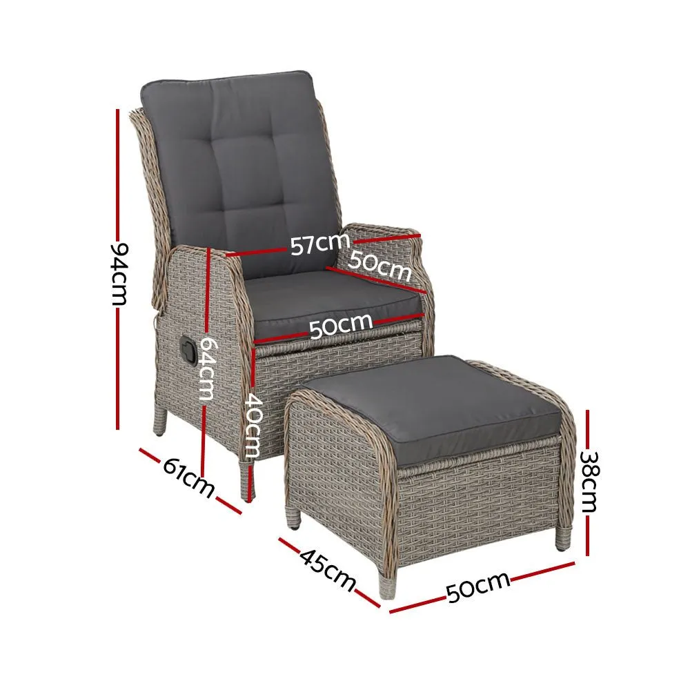 Ella Outdoor Recliner Patio Chair Grey