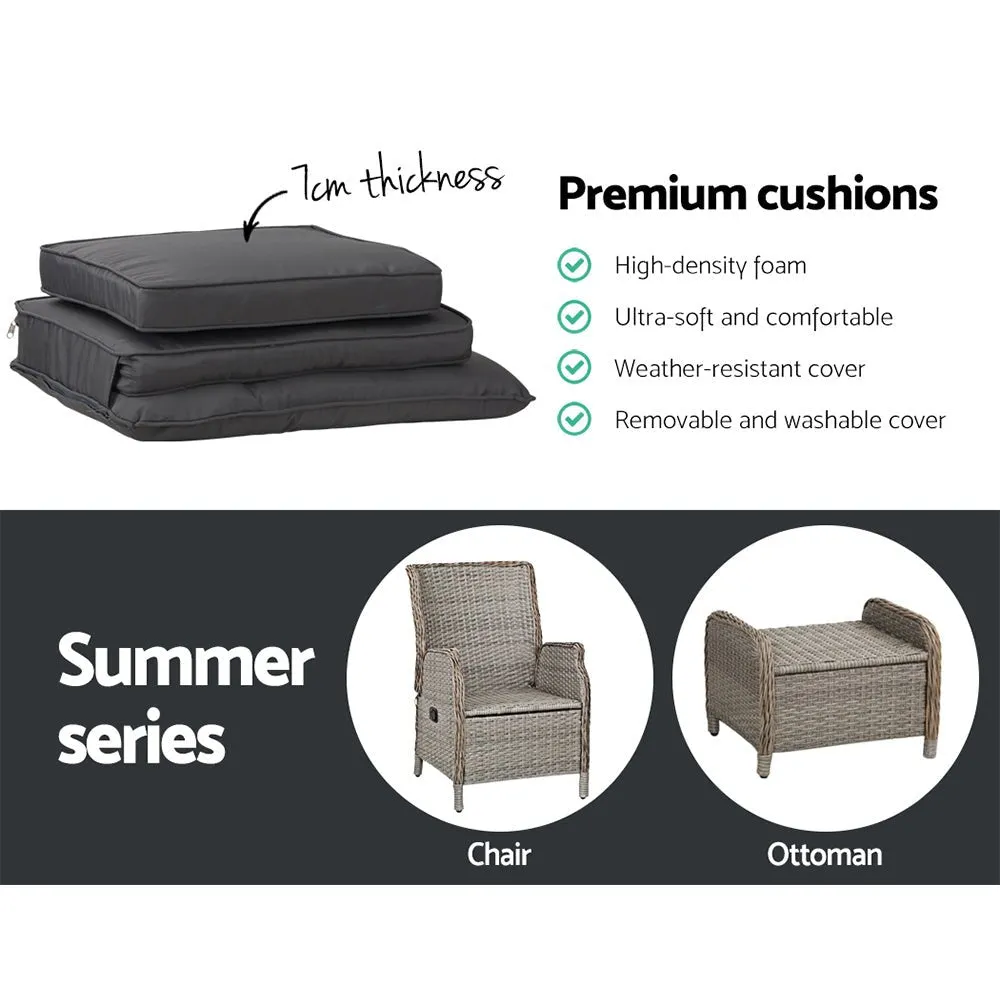 Ella Outdoor Recliner Patio Chair Grey