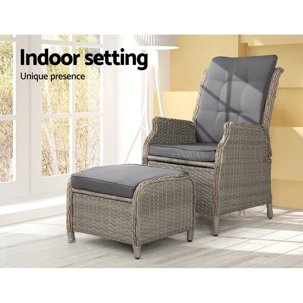 Ella Outdoor Recliner Patio Chair Grey