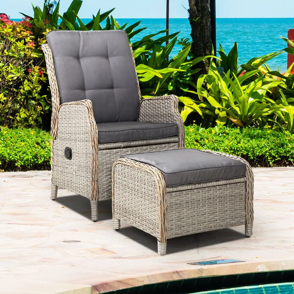 Ella Outdoor Recliner Patio Chair Grey