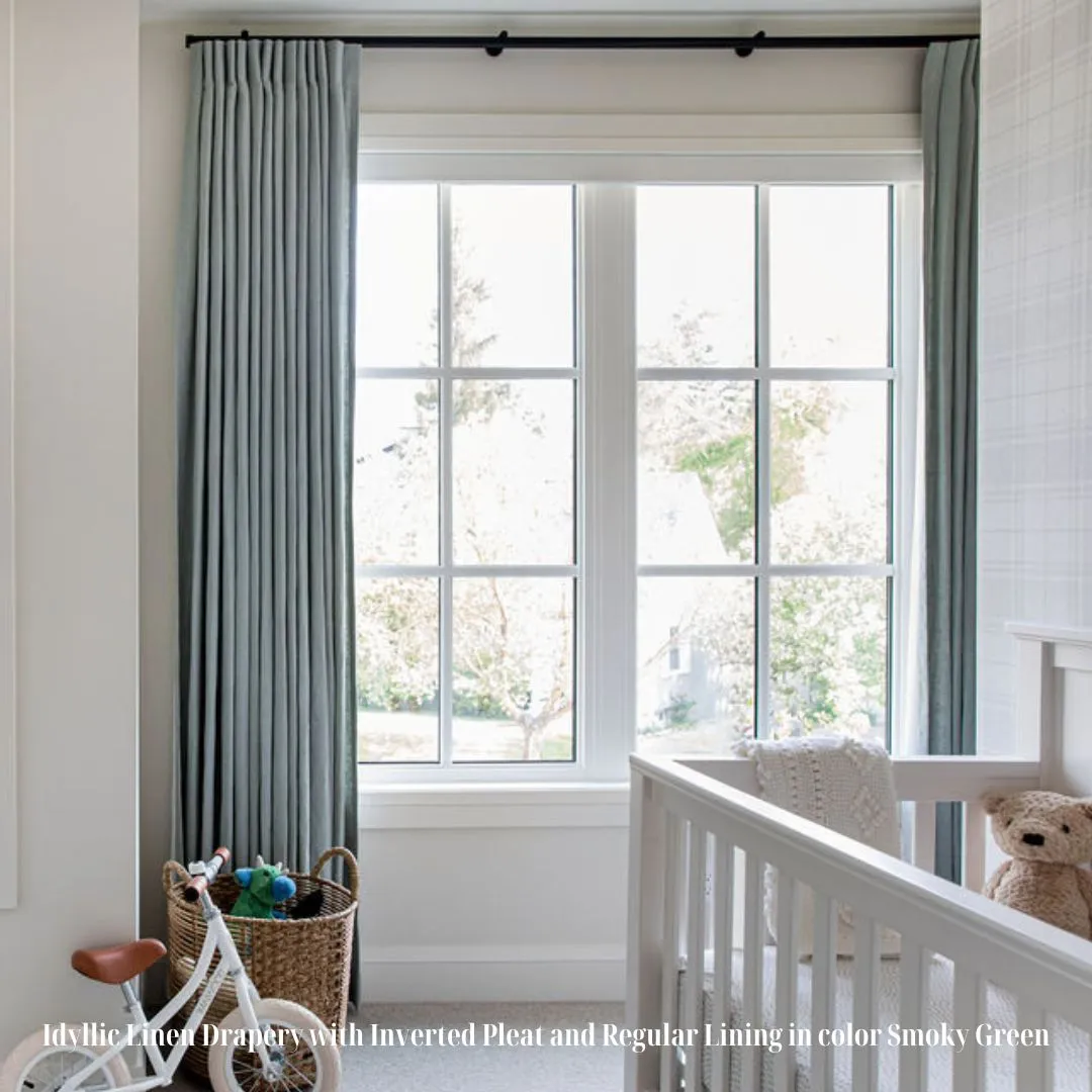 Idyllic Linen Smoky Green, Ripple fold, BLACK OUT LINING