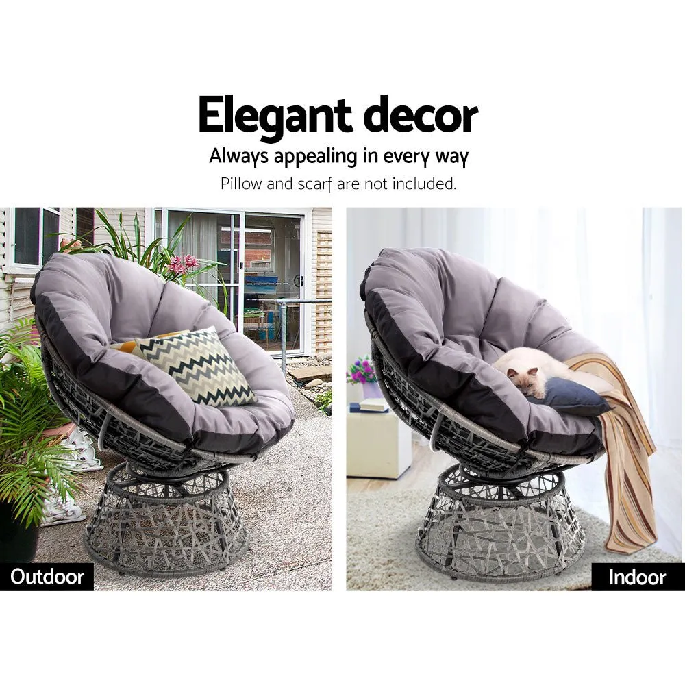 Outdoor Lounge Setting Papasan Chair Wicker Table Garden Furniture Grey