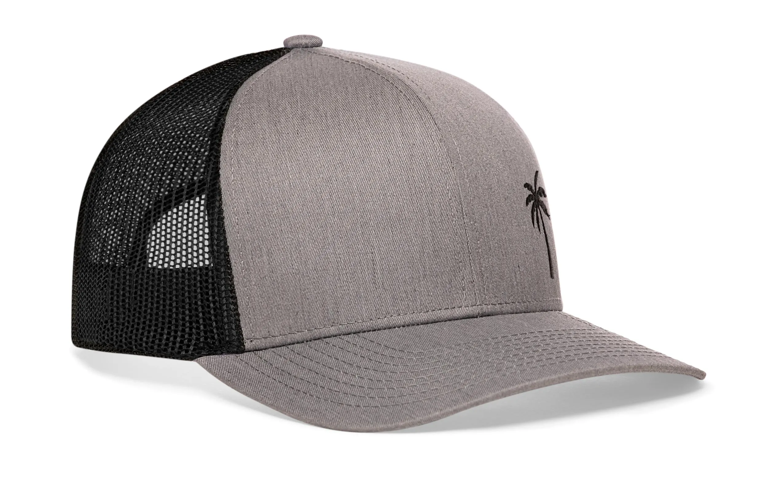 Palm Tree Trucker Hat  |  Gray Black Island Snapback
