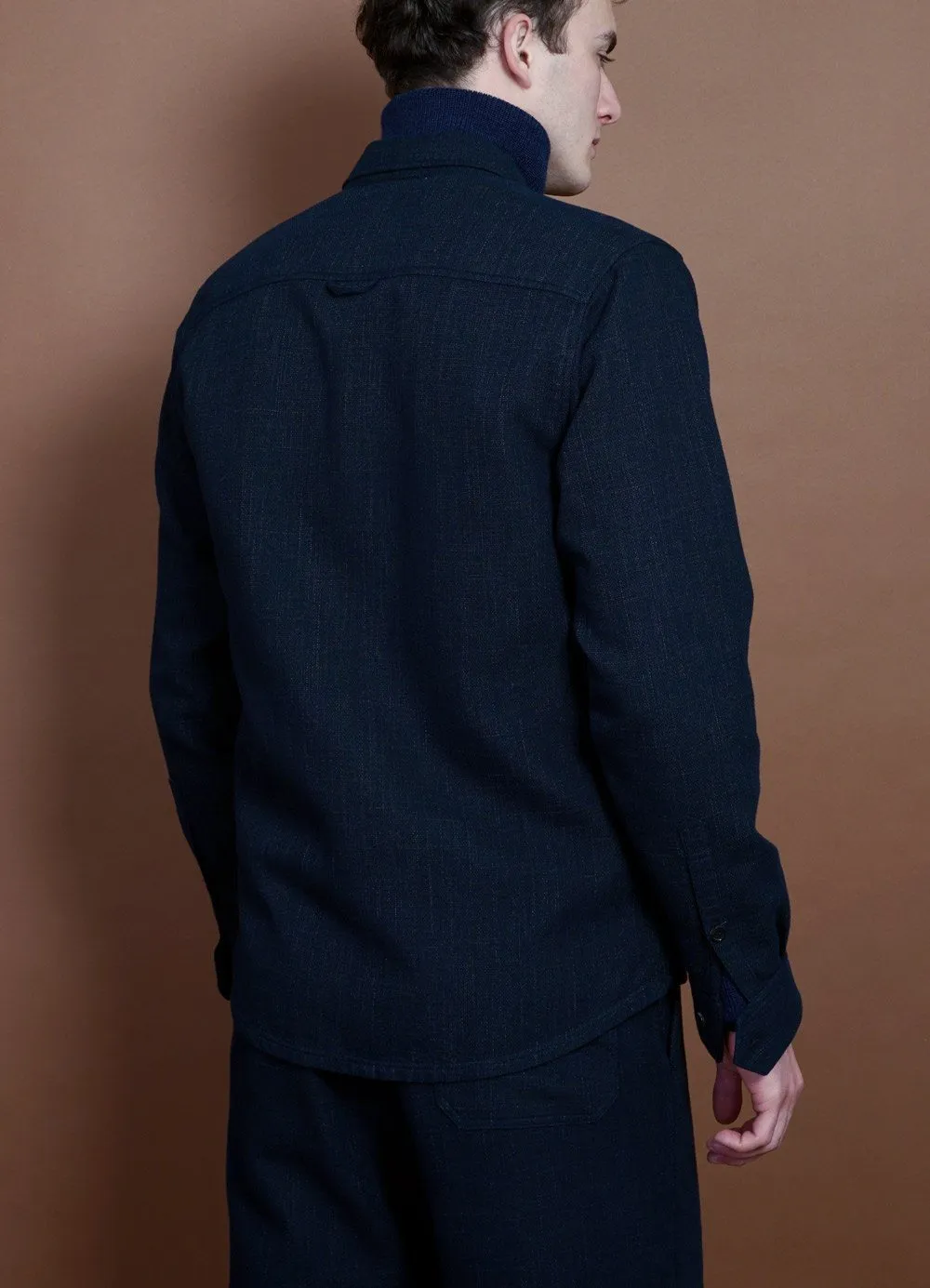 SIGVE | Zipper Front Over Shirt | Navy Melange