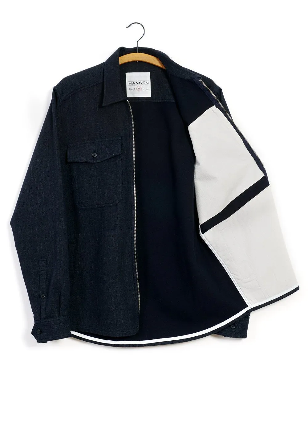 SIGVE | Zipper Front Over Shirt | Navy Melange