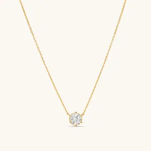 Solid Gold Floating Crystal Necklace