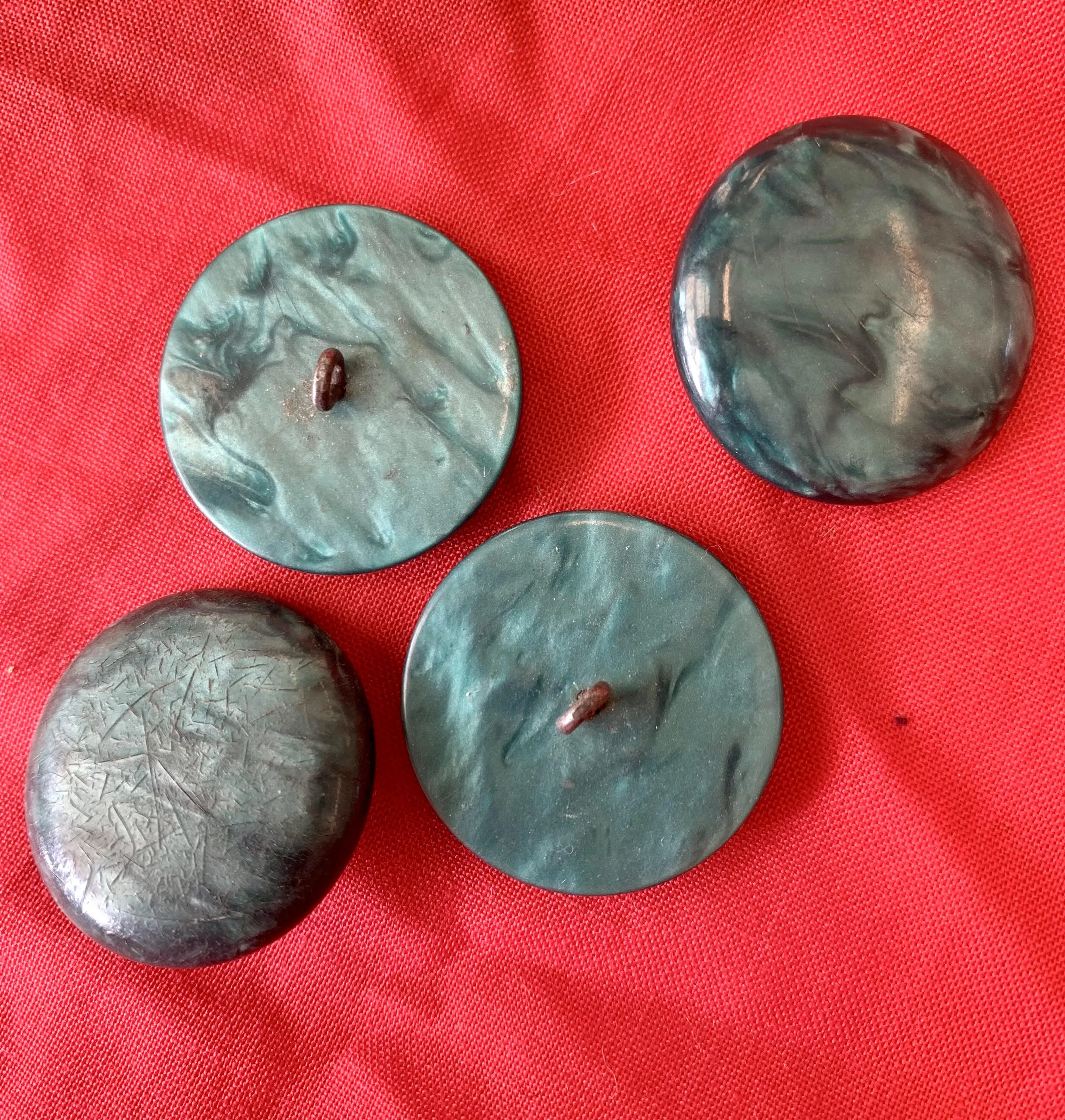 Vintage  Green Marbled Resin Shank Buttons 4 x 25mm