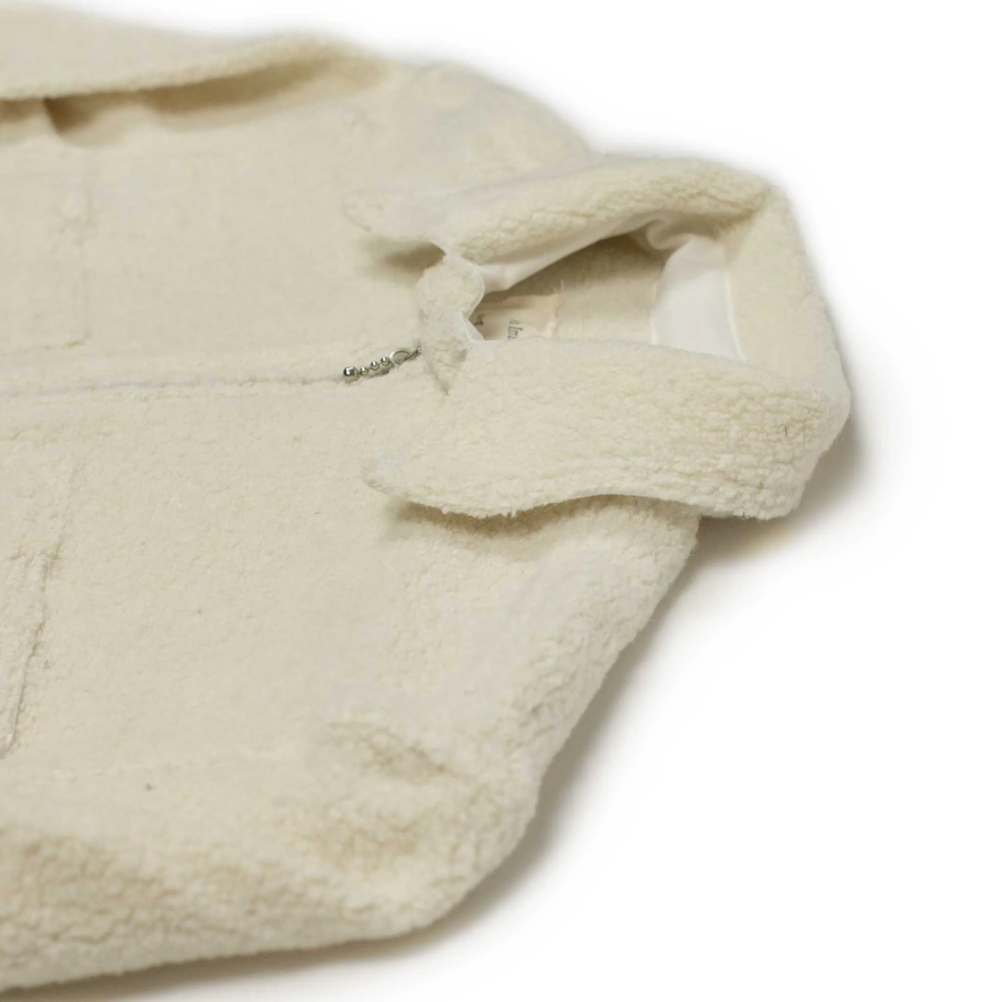 Vintage popover zip shirt in off-white recycled wool teddy