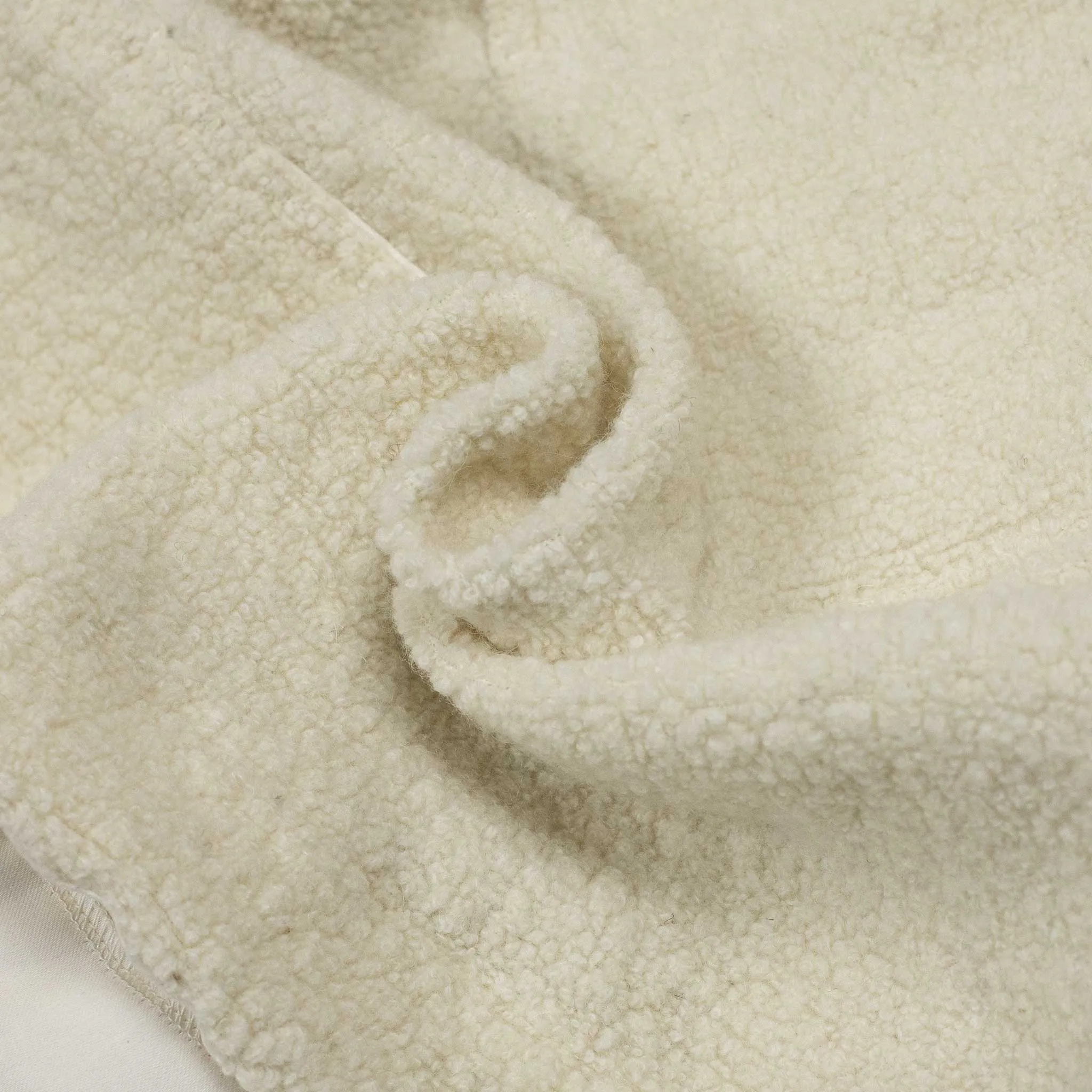Vintage popover zip shirt in off-white recycled wool teddy