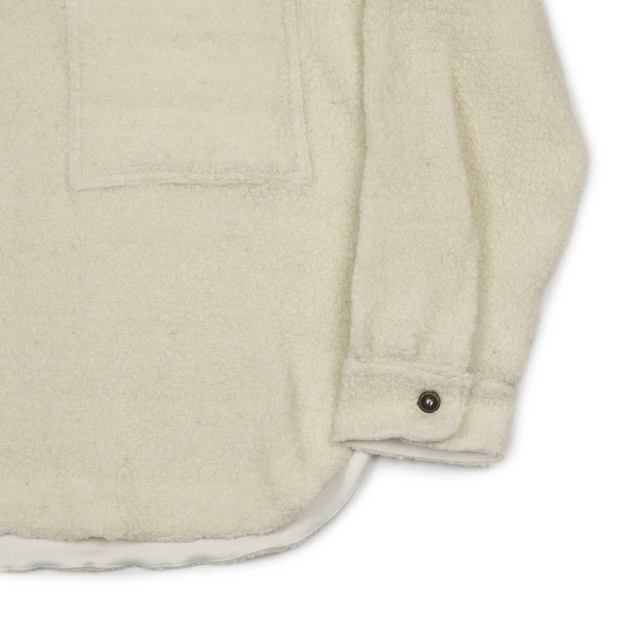 Vintage popover zip shirt in off-white recycled wool teddy